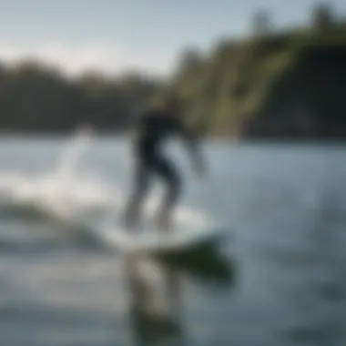 Waydoo surfboard in action on the water with a rider performing maneuvers