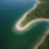 Aerial view of Michigan's coastline showcasing optimal kiteboarding spots