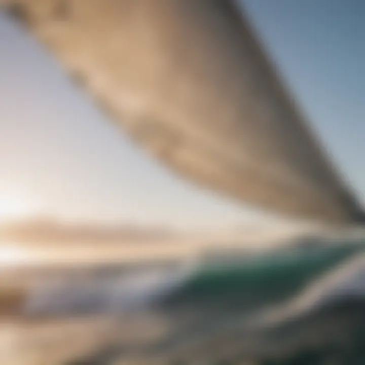 Close-up of a wing sail highlighting its design and material